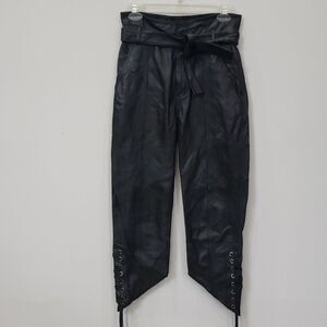 Marissa Webb Pants Womens 2 Lamb Leather High Waist Angled Cropped Laced Leg